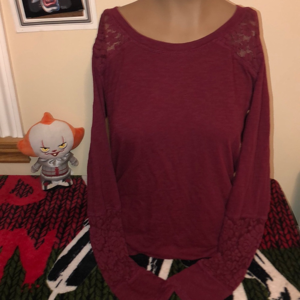 Maurices maroon long sleeve top size large